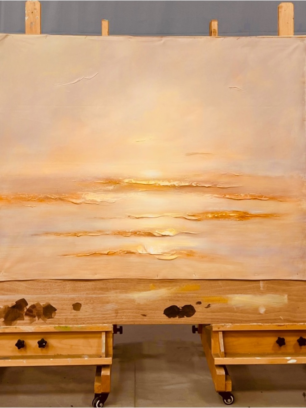 Abstract Ocean Sunset Canvas Wall Art in Warm Hues 30 x 40 inches